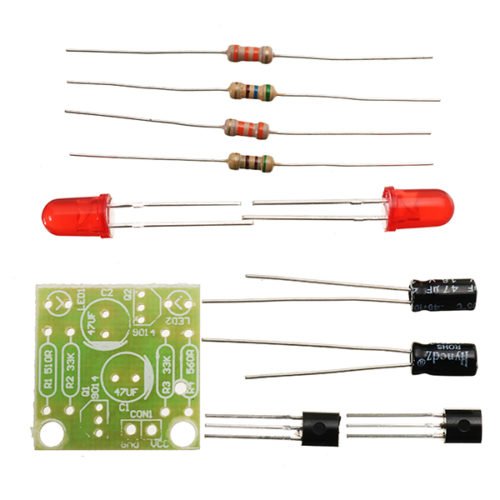 DC 3-14V DIY Simple LED Red Flashlight Circuit Kits DIY Multiharmonic Oscillating Electronic Circuit Sets PCB Board + Electronic Components + Instruct 2