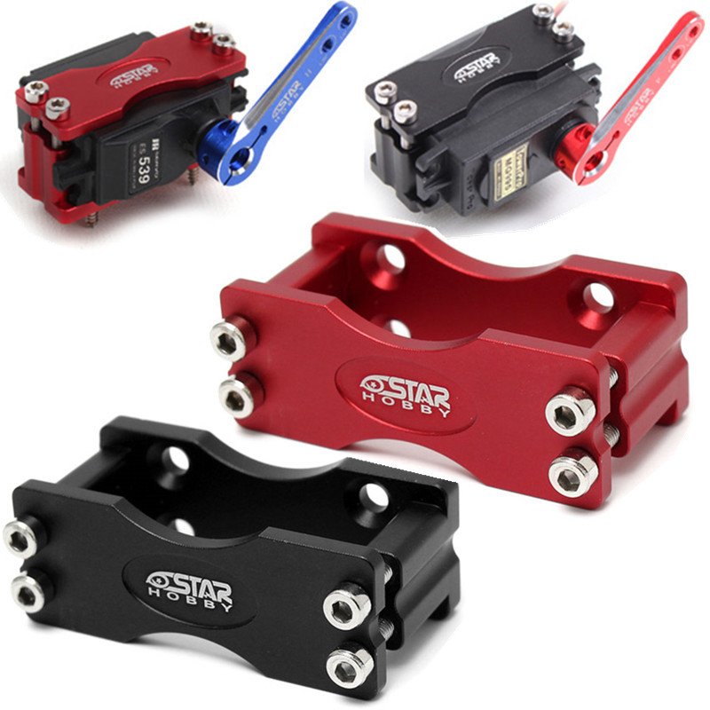 Black/Red CNC Aluminium Alloy Steering Gear Bracket 1 Black/Red CNC Aluminium Alloy Steering Gear Bracket