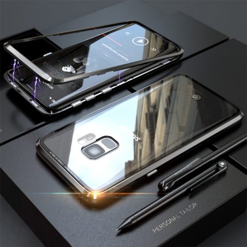 Bakeey Magnetic Adsorption Metal Clear Glass Protective Case for Samsung Galaxy S9/S9 Plus 10