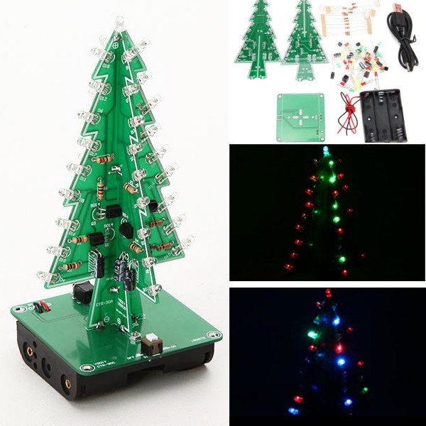 3Pcs Geekcreit® DIY Christmas Tree LED Flash Kit 3D Electronic Learning Kit 1