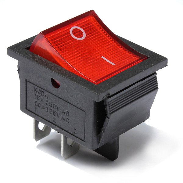 30pcs Red Light Lamp 4 Pin DPST ON-OFF Rocker Boat Push Button Switch 13A/250V 20A/125V 2