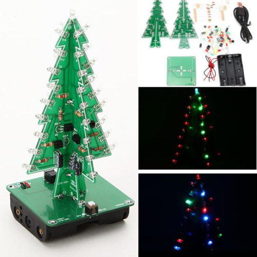 5Pcs Geekcreit® DIY Christmas Tree LED Flash Kit 3D Electronic Learning Kit 1