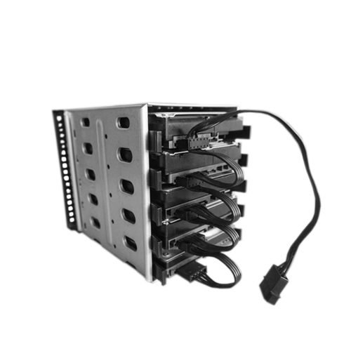 5.25" to 5x 3.5" SATA SAS HDD Cage Rack Hard Drive Tray Caddy Converter with Fan Space 3