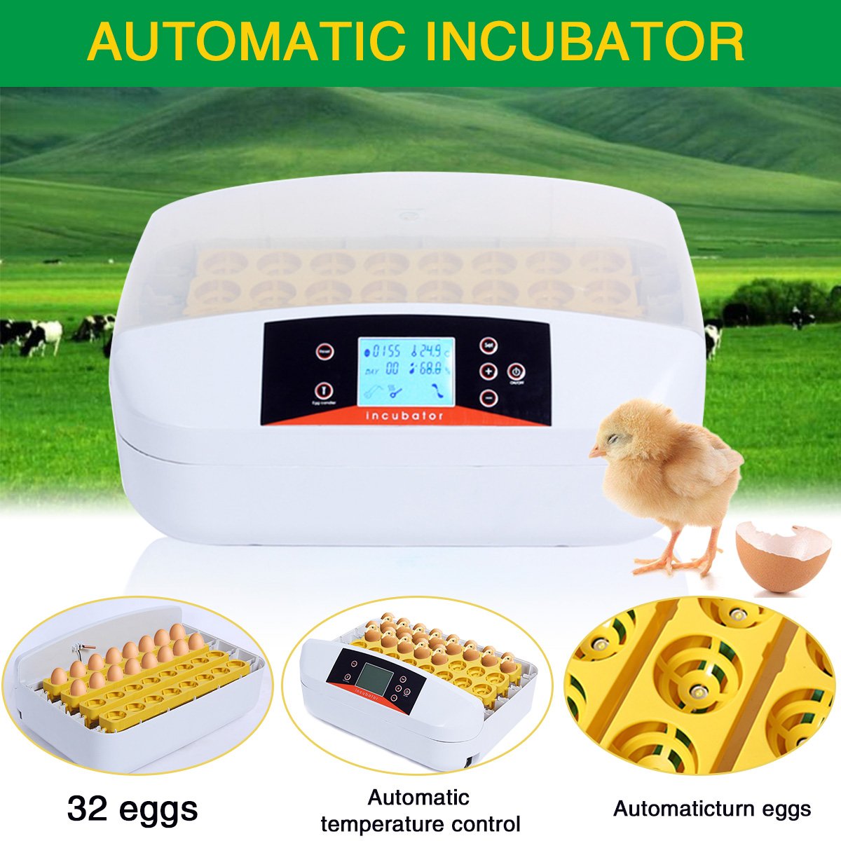 32 Position Electronic Digital Incubator Automatic Hatcher for Poultry Eggs Chicken Egg 3 32 Position Electronic Digital Incubator Automatic Hatcher for Poultry Eggs Chicken Egg - Image 3