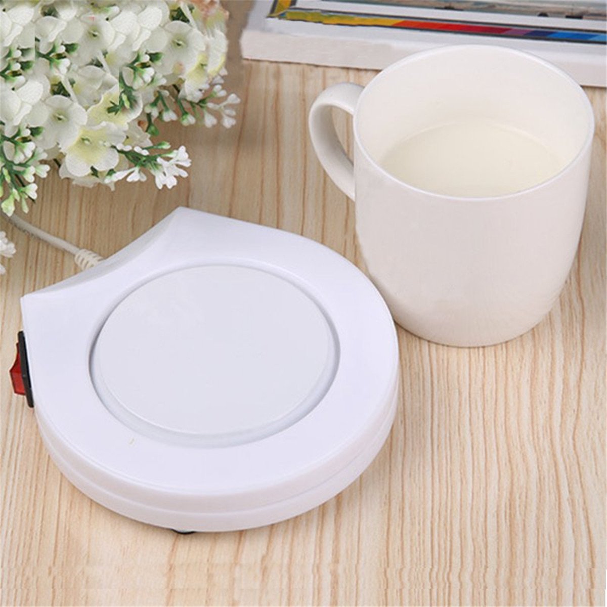 220v White Electric Powered Cup Warmer Heater Pad Coffee Tea Milk Mug US Plug 7 220v White Electric Powered Cup Warmer Heater Pad Coffee Tea Milk Mug US Plug - Image 7