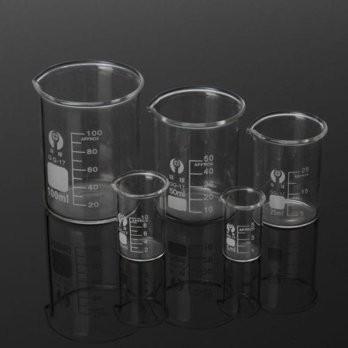 5Pcs 5ml 10ml 25ml 50ml 100ml Beaker Set Graduated Borosilicate Glass Beaker Volumetric Measuring Laboratory Glassware 1