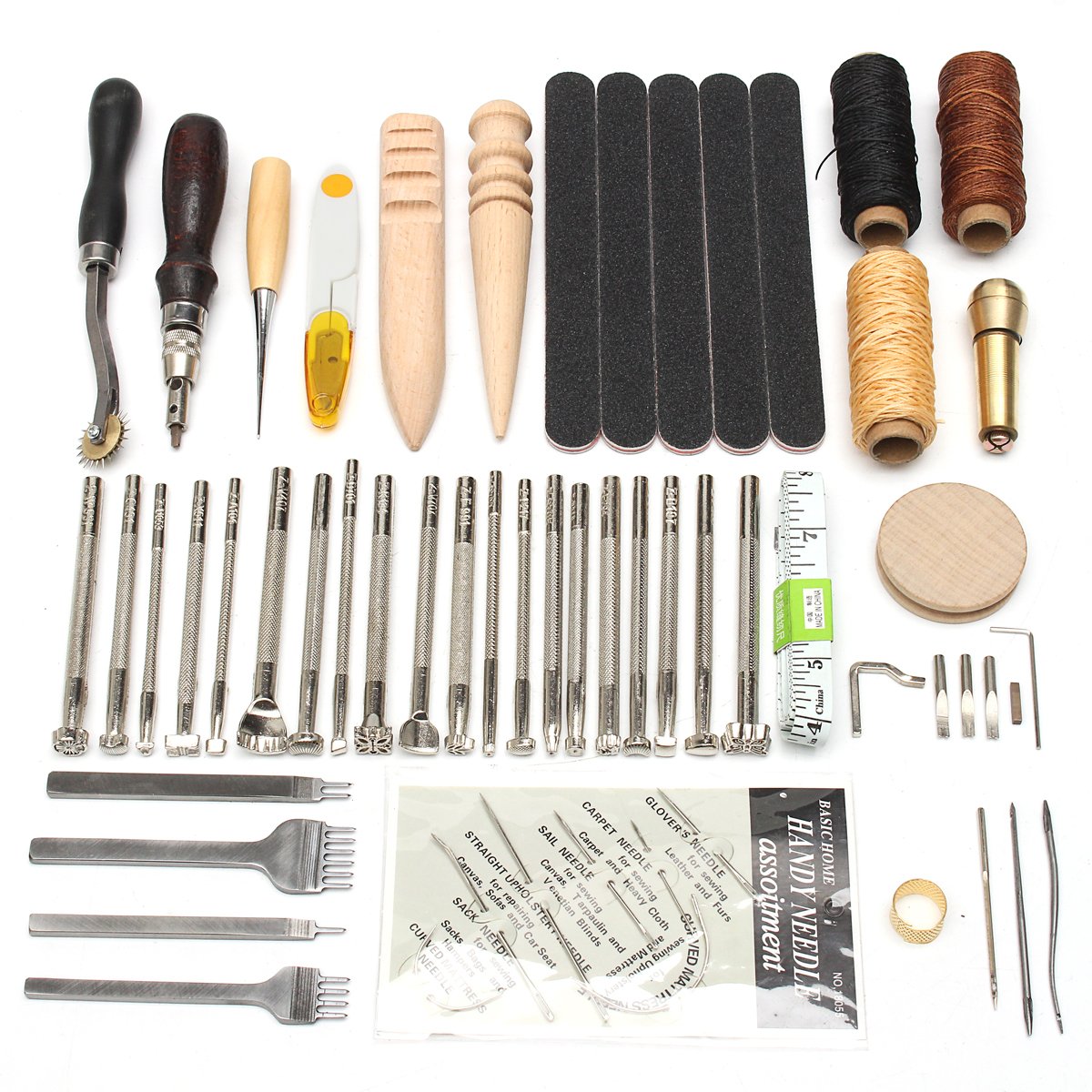 59Pcs Leather Craft Hand Tools Kit For Hand Stitching/Sewing Stamping Set 1
