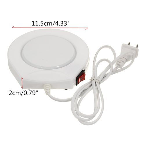 220v White Electric Powered Cup Warmer Heater Pad Coffee Tea Milk Mug US Plug 4