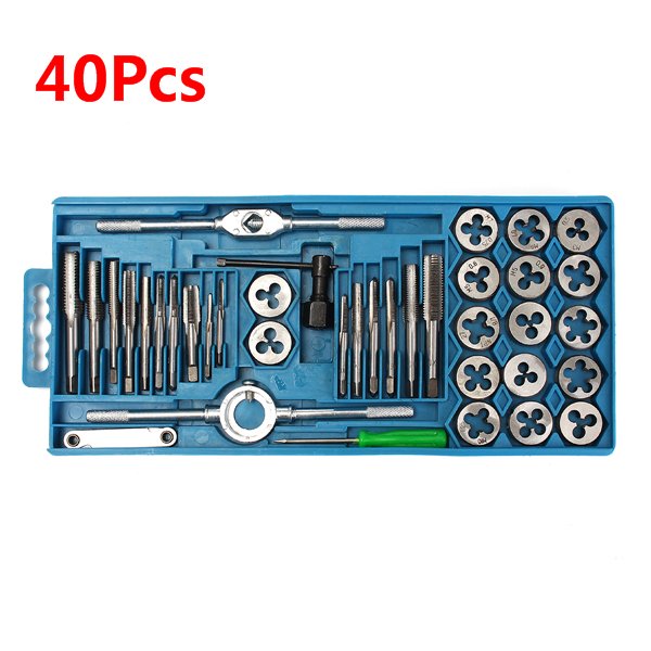 40Pcs Metric Tap Wrench and Die Pro Set M3-M12 Nut Bolt Alloy Metal Hand Tools 1