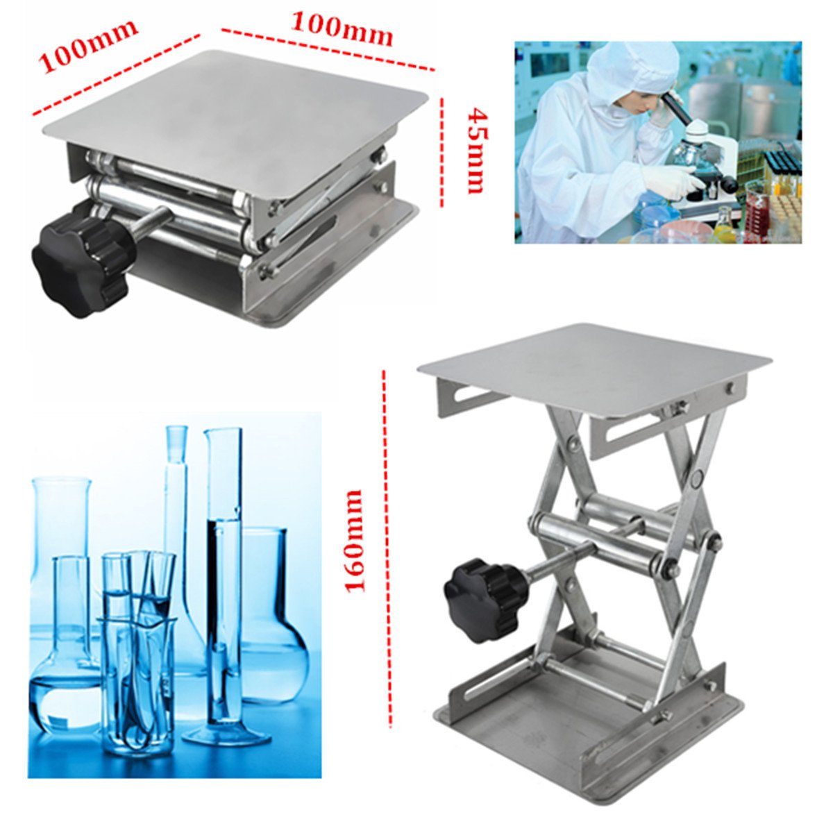 4 x 4" Stainless Steel Lifting Platform Lab Stand Laboratory Manual Lift Riser Lifter 100x100x150mm 12 4 x 4" Stainless Steel Lifting Platform Lab Stand Laboratory Manual Lift Riser Lifter 100x100x150mm - Image 12