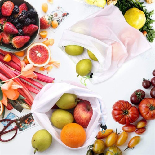 15pcs Reusable Mesh Produce Bags Vegetable Fruit Storage Shopping Grocery Bag 3