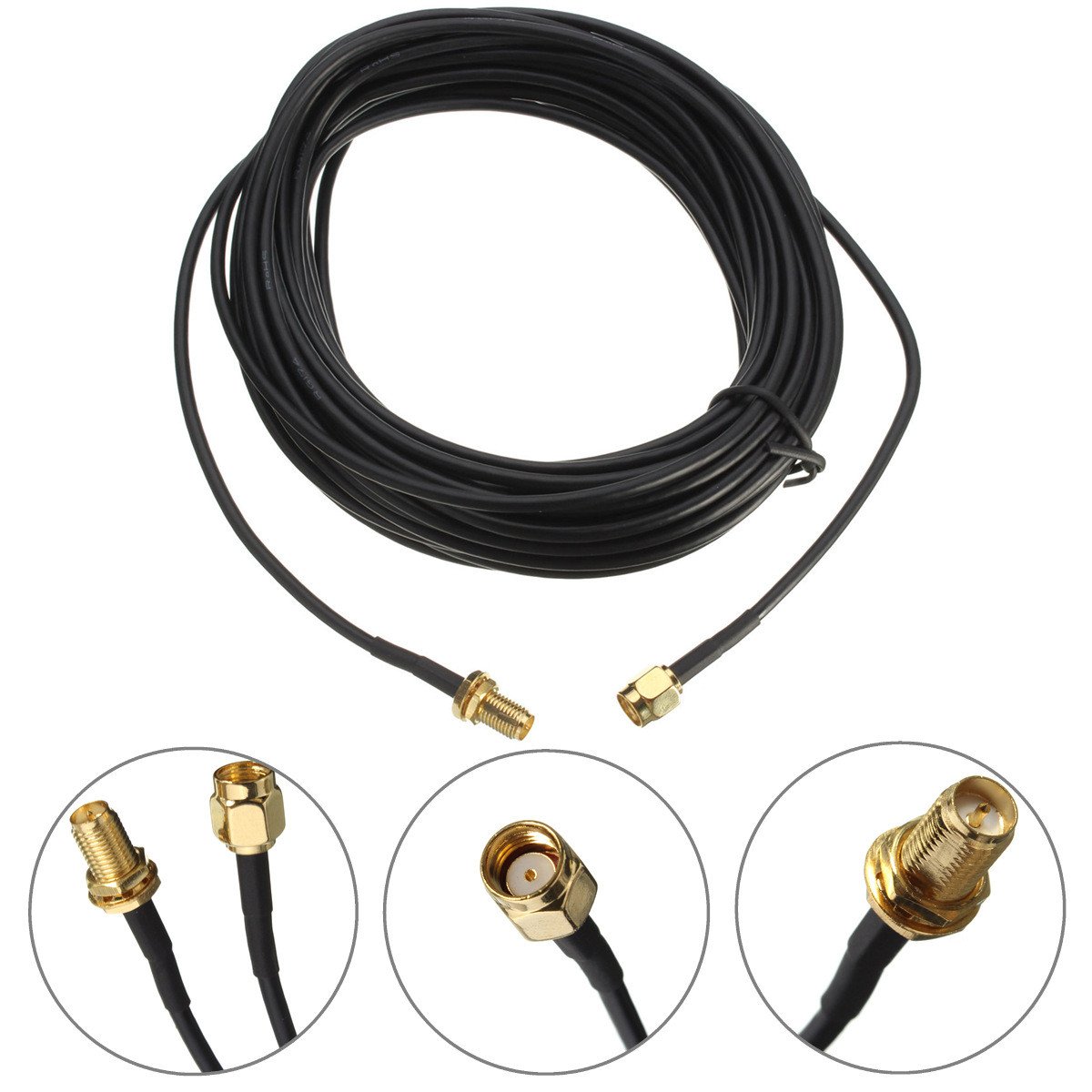 RG174 1M/5M RP-SMA Male to Female Wifi Antenna Extension Cable for Wireless Network Card Router AP 1