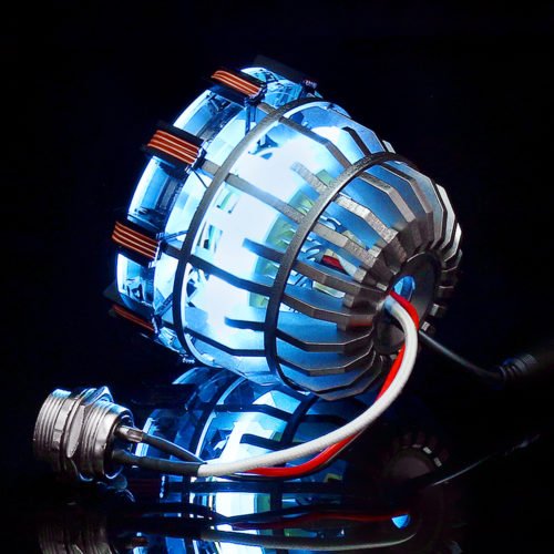 MK2 Tony DIY Arc Reactor Lamp Stainless Steel Kit Illuminant LED Flash Light Set 9