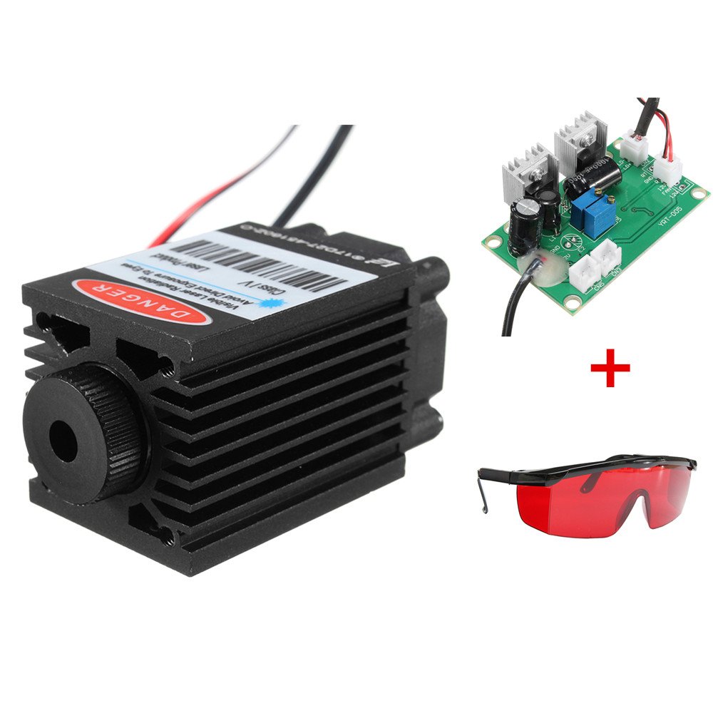 Focusable High Power 2.5W 450nm Blue Laser Module TTL 12V Carving free Goggles 2
