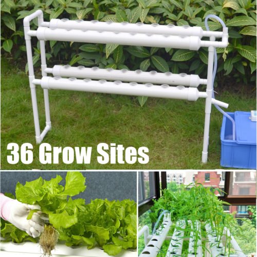 2 Layer 36 Sites Hydroponic Grow Kit Ebb Flow Deep Water Culture Growing DWC Planting Garden Vegetable System 9
