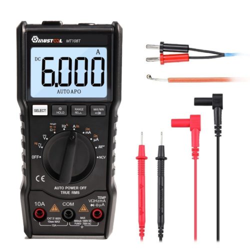 MUSTOOL MT108T Square Wave Output True RMS NCV Temperature Tester Digital Multimeter 6000 Counts Backlight AC DC Current/Voltage Resistance Frequency 1