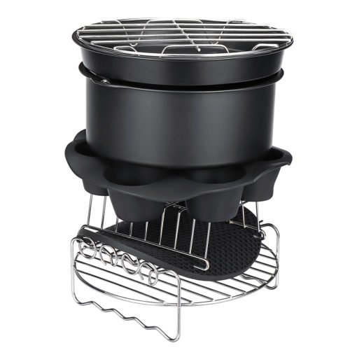 7PCS Air Fryer Accessories Set Chips Baking Basket Pizza Pan Home Kitchen Tool 3