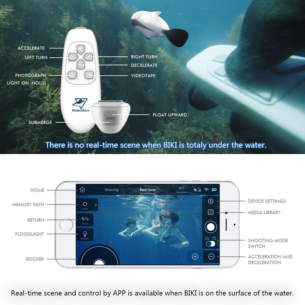 ROBOSEA BIKI, Submersible Wireless Remote Control Underwater Drone with 4K HD Camera, WIFI Connection Bionic Design Fish Robot Pet in Pools Lakes, Whi 3 ROBOSEA BIKI, Submersible Wireless Remote Control Underwater Drone with 4K HD Camera, WIFI Connection Bionic Design Fish Robot Pet in Pools Lakes, Whi - Image 3