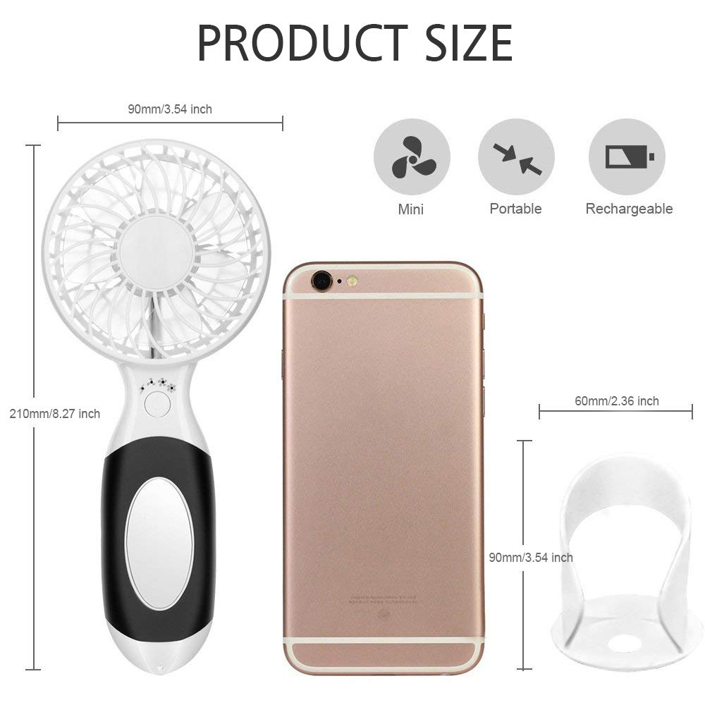 DC 5V 3600mAh Mini Fan USB Charging Handheld Portable Desktop Air Cooling Fan with Cosmetic Mirror 6 DC 5V 3600mAh Mini Fan USB Charging Handheld Portable Desktop Air Cooling Fan with Cosmetic Mirror - Image 6