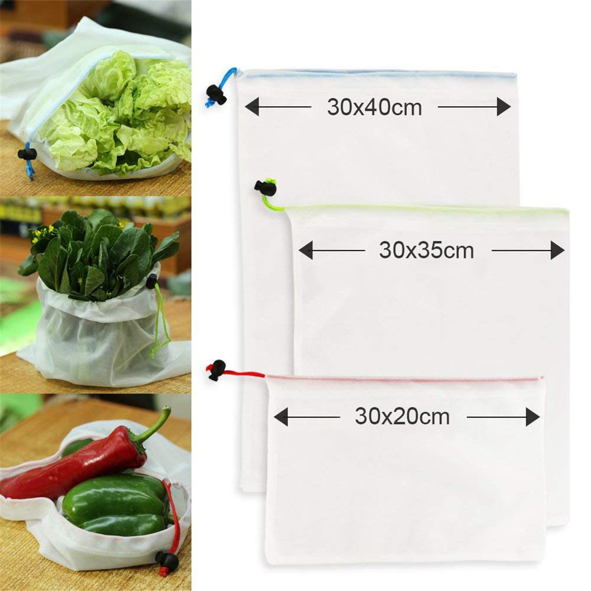 15pcs Reusable Mesh Produce Bags Vegetable Fruit Storage Shopping Grocery Bag 2 15pcs Reusable Mesh Produce Bags Vegetable Fruit Storage Shopping Grocery Bag - Image 2
