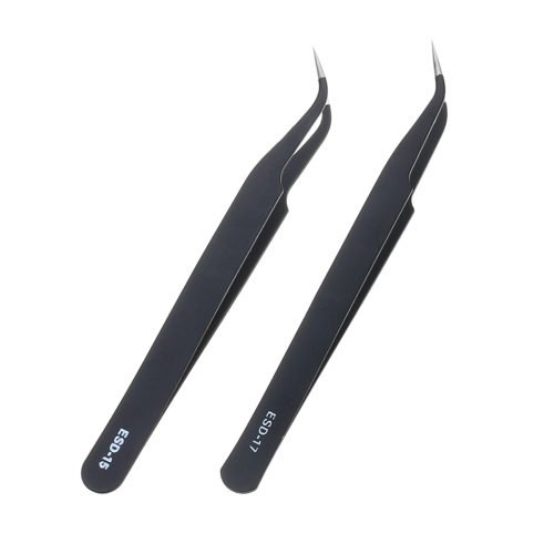 9 Pcs ESD Tweezer Anti-static Stainless Steel Precision Tweezers for Electronics Nail Beauty 5