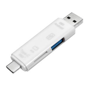 Universal 5-in-1 OTG Card Reader Micro USB Type-c TF Card Reader For Phone Computer Memory Card White
