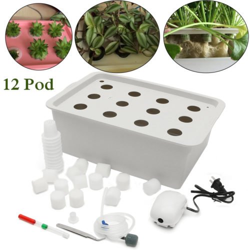 220V Hydroponic System Kit 12 Holes DWC Soilless Cultivation Indoor Water Planting Grow Box 8