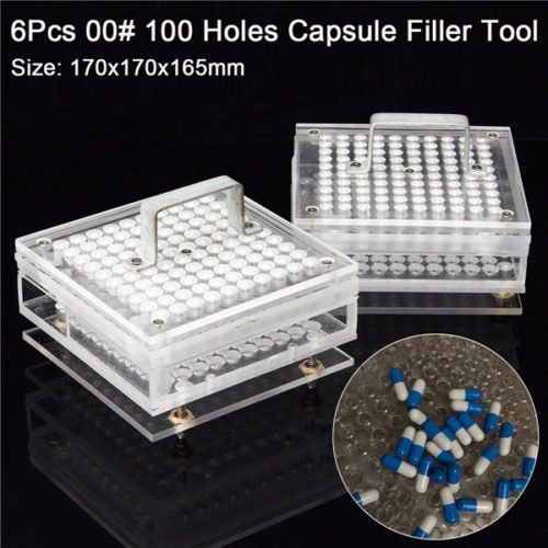 6Pcs Plexiglass 100 Holes Capsule Filler Capsule Filling Machine Tool 1