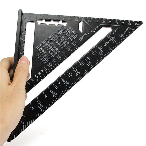 Raitool™ AR01 260x185x185mm Metric Aluminum Alloy Triangle Ruler Black Triangular Rule 1
