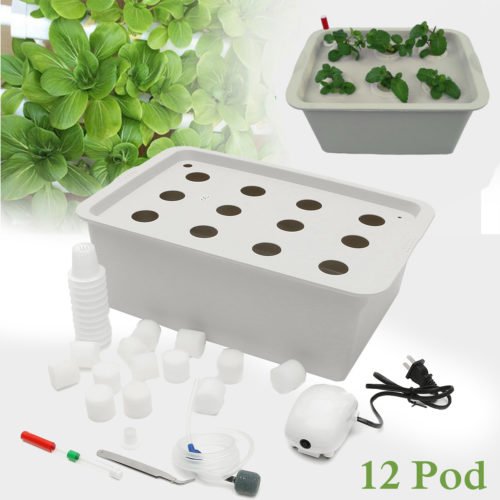 220V Hydroponic System Kit 12 Holes DWC Soilless Cultivation Indoor Water Planting Grow Box 11