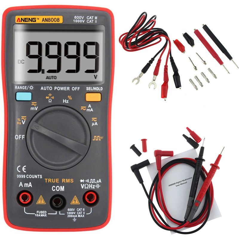 ANENG AN8008 True RMS Wave Output Digital Multimeter 9999 Counts Backlight AC DC Current Voltage Resistance Frequency Capacitance Square Wave Output 2