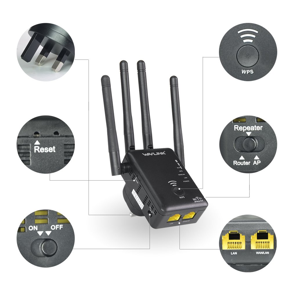 Wavlink AC1200 1200Mbps Dual Band 4x3dBi External Antennas Wireless WIFI Repeater Router 2 Wavlink AC1200 1200Mbps Dual Band 4x3dBi External Antennas Wireless WIFI Repeater Router - Image 2