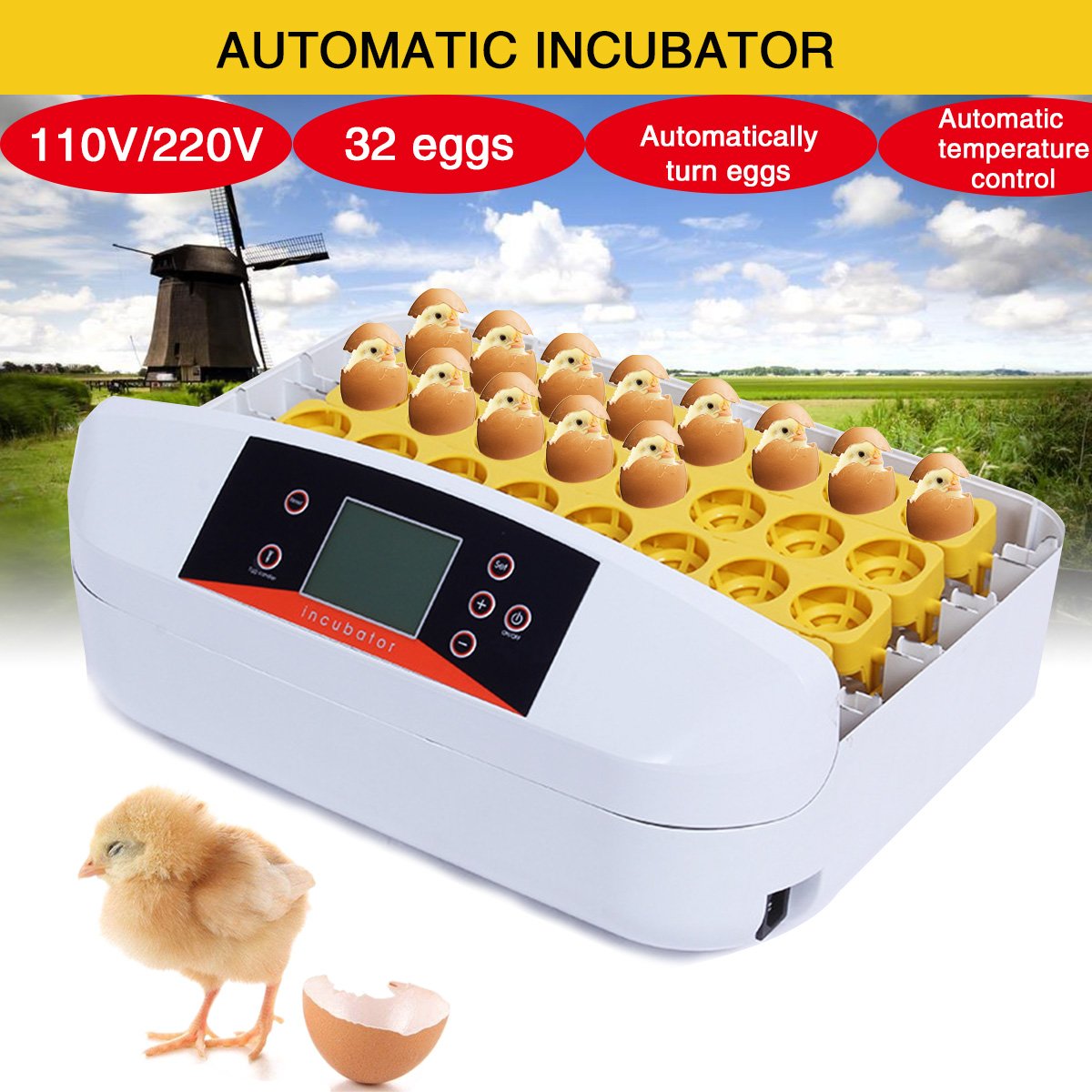 32 Position Electronic Digital Incubator Automatic Hatcher for Poultry Eggs Chicken Egg 4 32 Position Electronic Digital Incubator Automatic Hatcher for Poultry Eggs Chicken Egg - Image 4