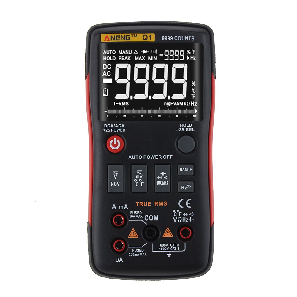 ANENG Q1 9999 Counts True RMS Digital Multimeter AC DC Voltage Current Resistance Capacitance Temperature Tester Auto/Manual Raging with Analog Bar Gr 3 ANENG Q1 9999 Counts True RMS Digital Multimeter AC DC Voltage Current Resistance Capacitance Temperature Tester Auto/Manual Raging with Analog Bar Gr - Image 3