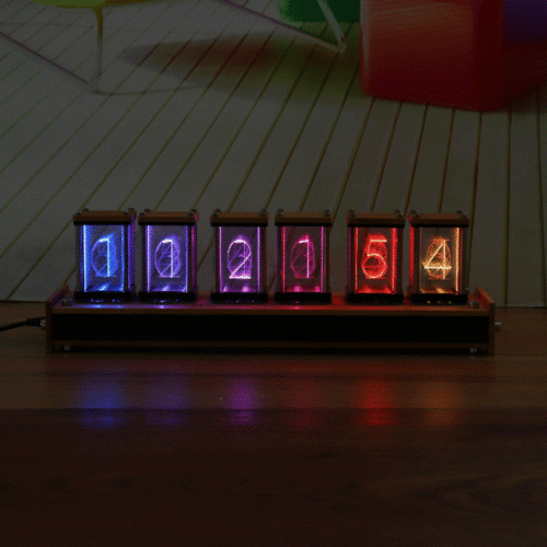 EleksMaker® EleksTube Bamboo 6-Bit Kit Time Electronic LED Luminous Glow Tube Clock Time Flies Lapse 1