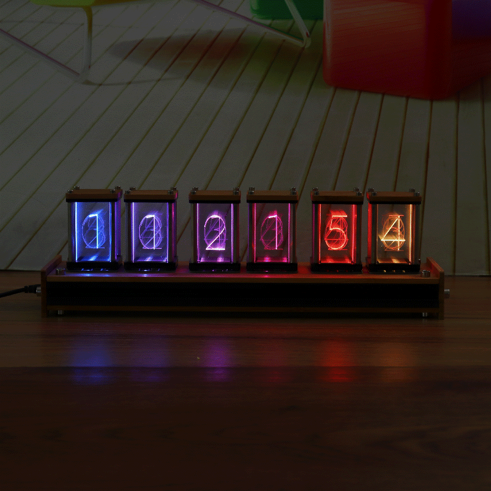 EleksMaker® EleksTube Bamboo 6-Bit Kit Time Electronic LED Luminous Glow Tube Clock Time Flies Lapse 2