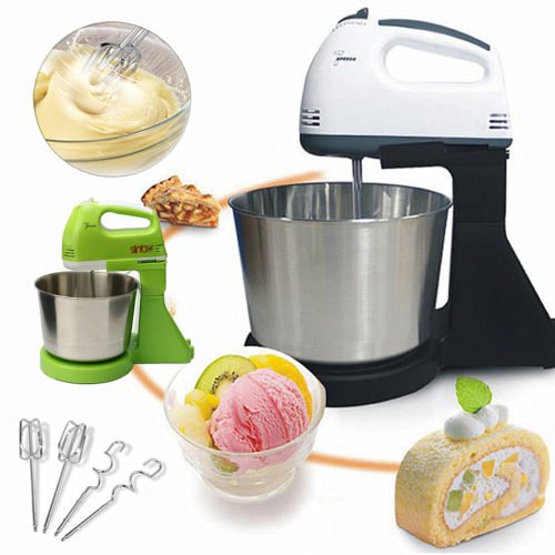 7 Speed Electric Egg Beater Dough Cakes Bread Egg Stand Mixer + Hand Blender + Bowl Food Mixer Kitchen Accessories Egg Tools 2