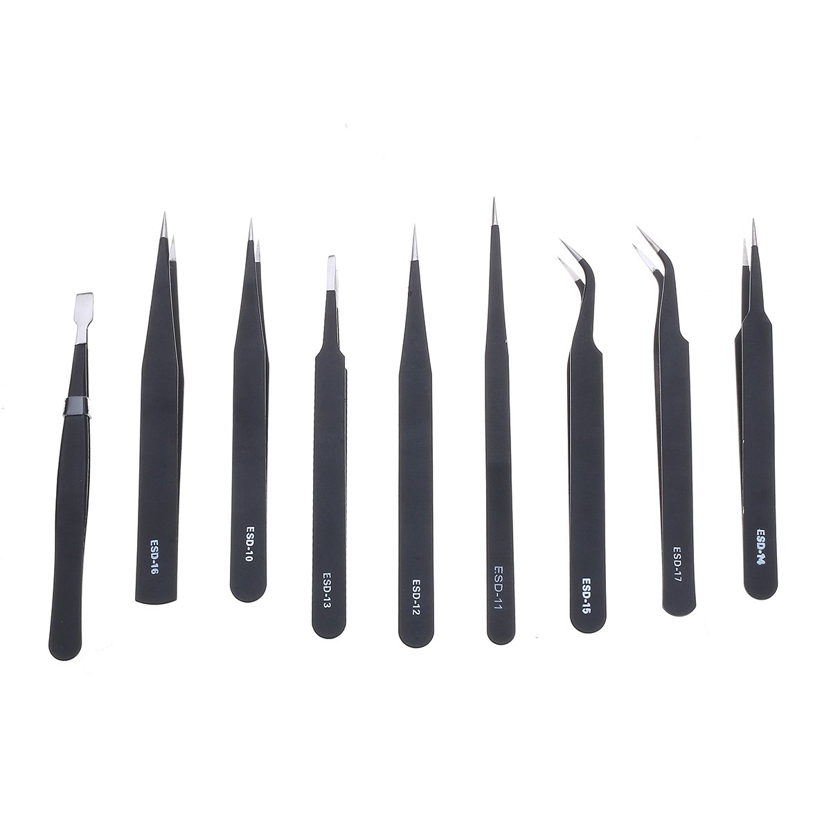 9 Pcs ESD Tweezer Anti-static Stainless Steel Precision Tweezers for Electronics Nail Beauty 3 9 Pcs ESD Tweezer Anti-static Stainless Steel Precision Tweezers for Electronics Nail Beauty - Image 3