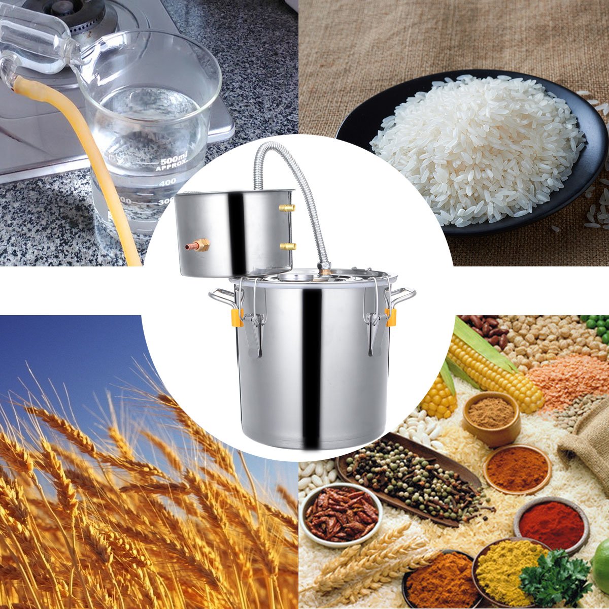 10L/18L/30L Stainless Wine Beer Alcohol Distiller Moonshine Home DIY Brewing Kit 12 10L/18L/30L Stainless Wine Beer Alcohol Distiller Moonshine Home DIY Brewing Kit - Image 12