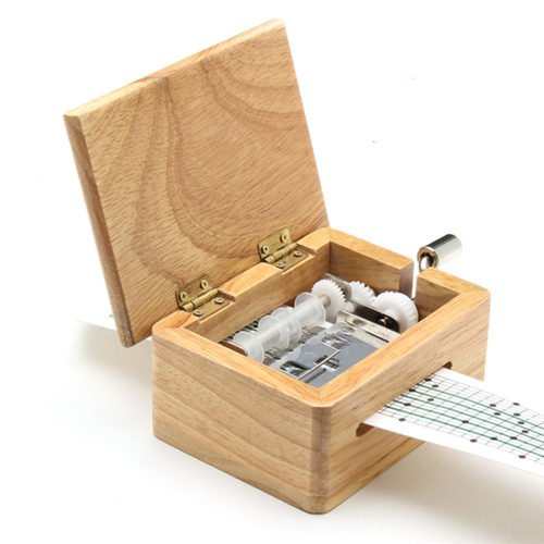 15 Tone DIY Hand-cranked Music Box Wooden Box With Hole Puncher And Paper Tapes 3