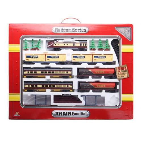 Electric Classic Train Rail Vehicle Toys Set Track Music Light Operated Carriages Educational Gift 5