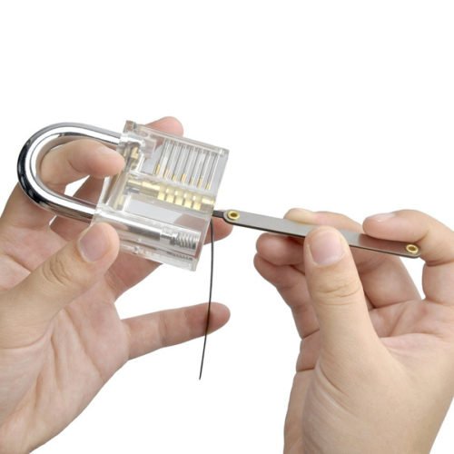 DANIU Transparent Practice Padlock with 12pcs Unlocking Lock Picks Set Key Extractor Tools 6