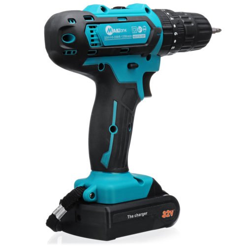 32V 2 Speed Power Drills 6000mah Cordless Drill 3 IN1 Electric Screwdriver Hammer Hand Drill 2 Batteries 6