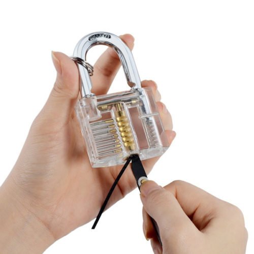 DANIU Transparent Practice Padlock with 12pcs Unlocking Lock Picks Set Key Extractor Tools 5