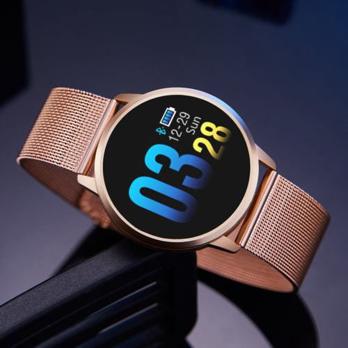 [New Color Updated] Newwear Q8 Stainless Steel 0.95 inch OLED Color Screen Blood Pressure Heart Rate Smart Watch 12