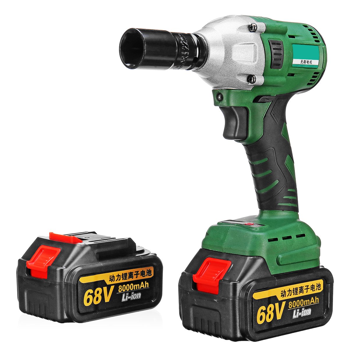 68V 8000mAh 520N.m Electric Brushless Cordless Impact Wrench W/ 2 Battery 1 Electric Brushless Cordless