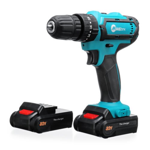 32V 2 Speed Power Drills 6000mah Cordless Drill 3 IN1 Electric Screwdriver Hammer Hand Drill 2 Batteries 2