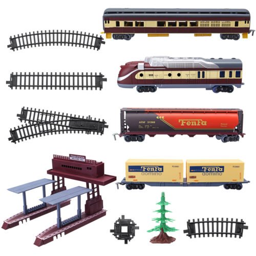 Electric Classic Train Rail Vehicle Toys Set Track Music Light Operated Carriages Educational Gift 3
