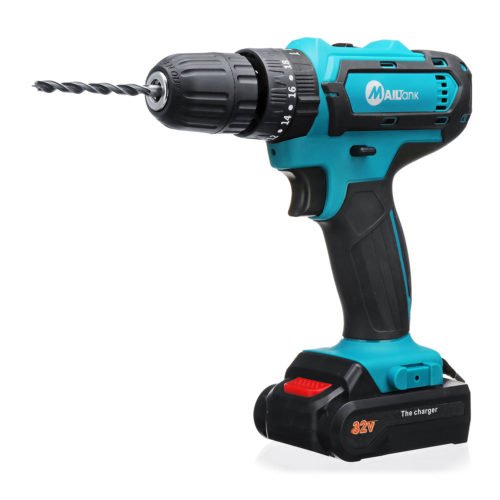 32V 2 Speed Power Drills 6000mah Cordless Drill 3 IN1 Electric Screwdriver Hammer Hand Drill 2 Batteries 4