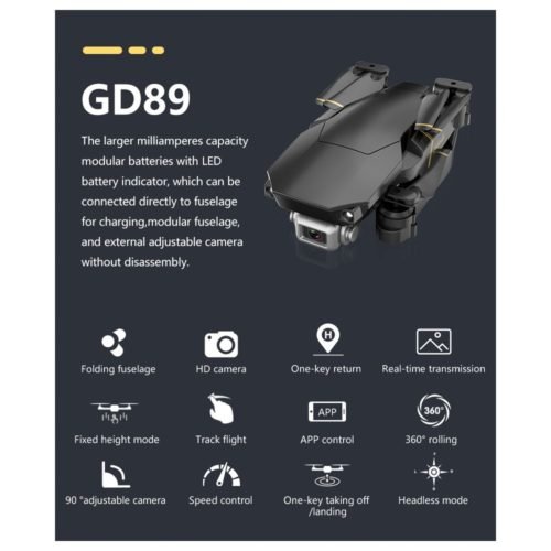 GD89 WIFI FPV with 5MP 1080P HD Camera 15 Minutes Flight Time High Hold Mode Foldable Arm RC Quadcopter Drone 5